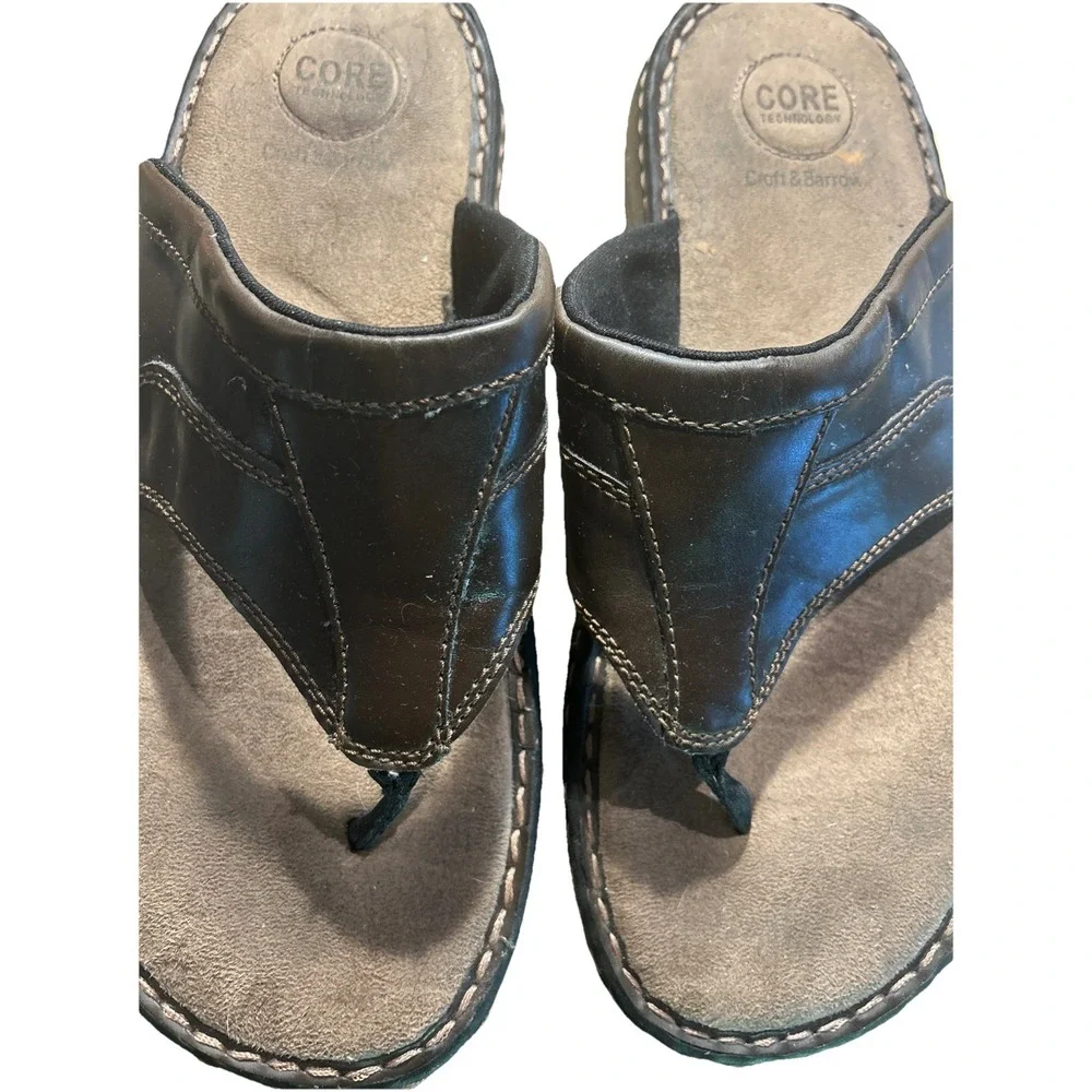 CROFT &‎ BARROW Brown Stitched Thong Sandals Men's 12 Comfort Core Technology